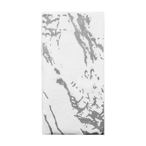 Durable White with Silver Marble Paper Dinner Napkins