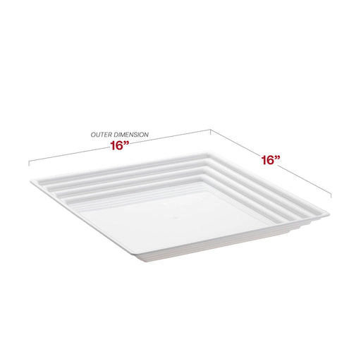 Square with Groove Rim Plastic Serving Trays