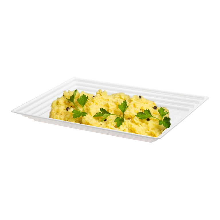 Rectangular with Groove Rim Plastic Serving Trays