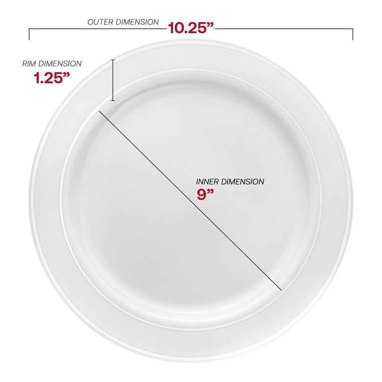 White Plastic Plates with Silver Rim
