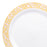 White Plastic Plates with Pink & Gold Mosaic Rim