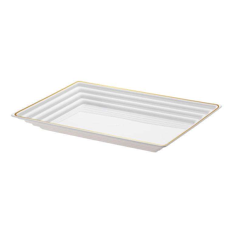 Rectangular with Groove Rim Plastic Serving Trays
