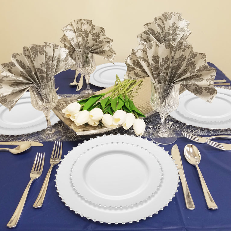Pearl String Round Disposable Plastic Plates