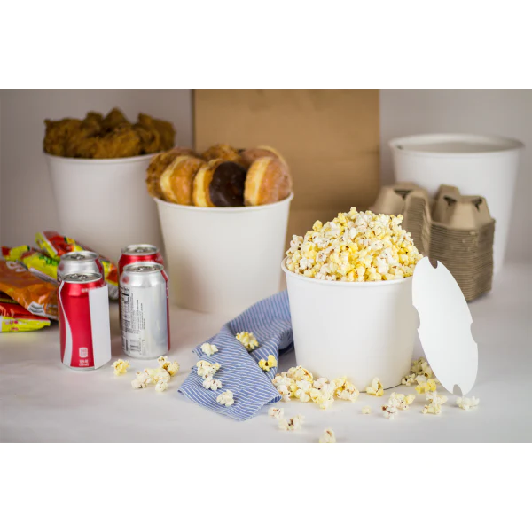 85oz Food Buckets with Paper Lids (189mm) - 180 sets