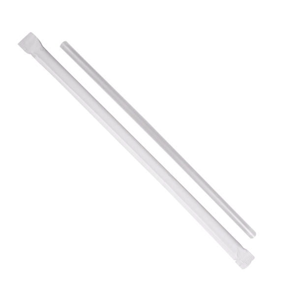 Karat 7.75'' Jumbo Straws (5mm) Paper Wrapped - Clear - 2,000 Straws