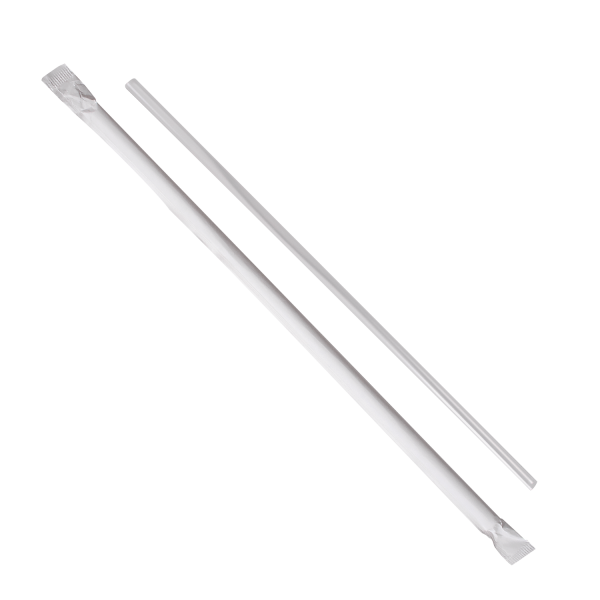 Karat 10.25'' Jumbo Straws (5mm) Paper Wrapped - Clear - 2,000 Straws