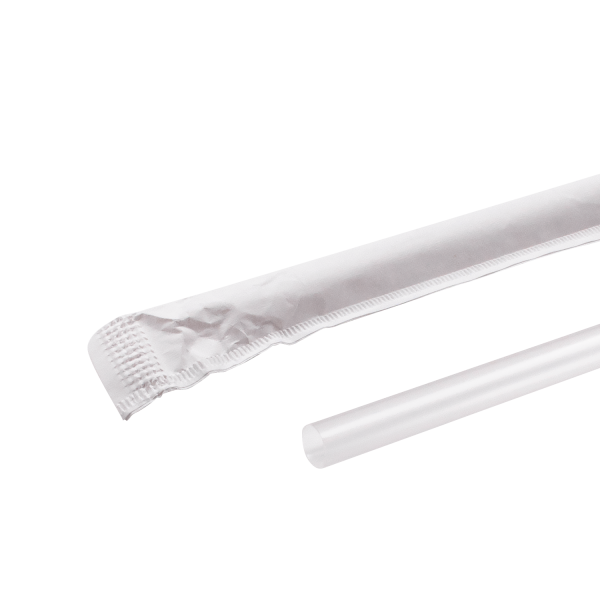 Karat 10.25'' Jumbo Straws (5mm) Paper Wrapped - Clear - 2,000 Straws