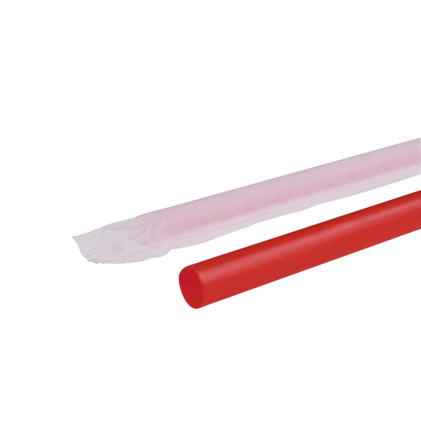 Karat 7.75'' Giant Straws (8mm) Paper Wrapped - Red - 7,500 Straws