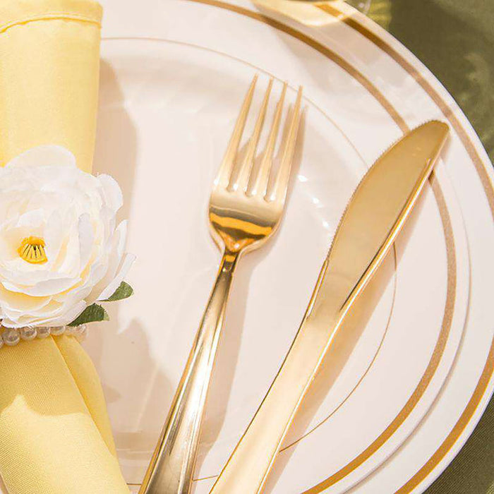 Shiny Metallic Gold Disposable Plastic Cutlery