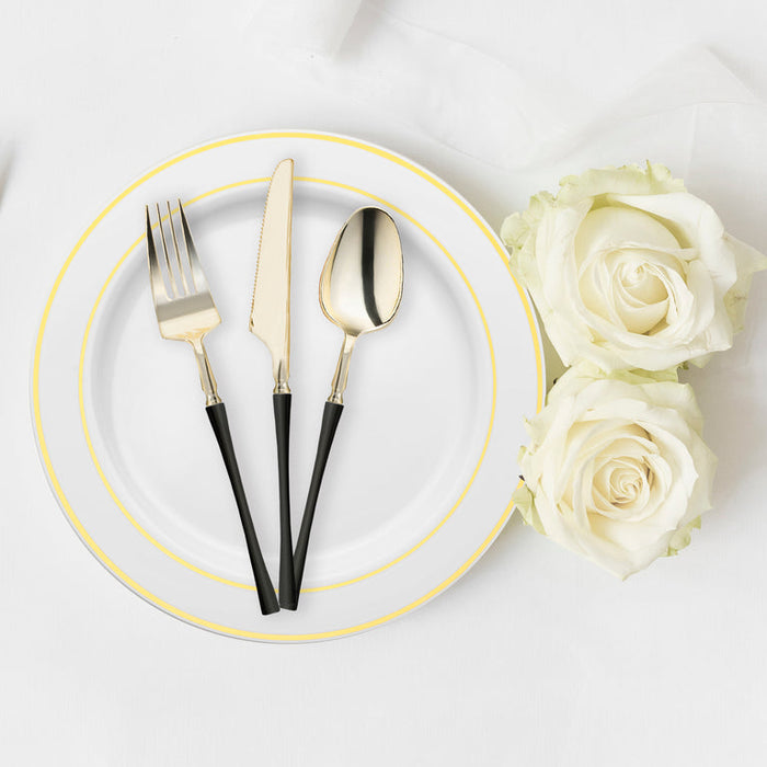 Gold with Black Handle Moderno Disposable Plastic Cutlery