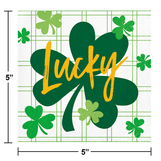 Shamrock and Roll "Lucky" Beverage Napkin 2PLY (192Per Case)