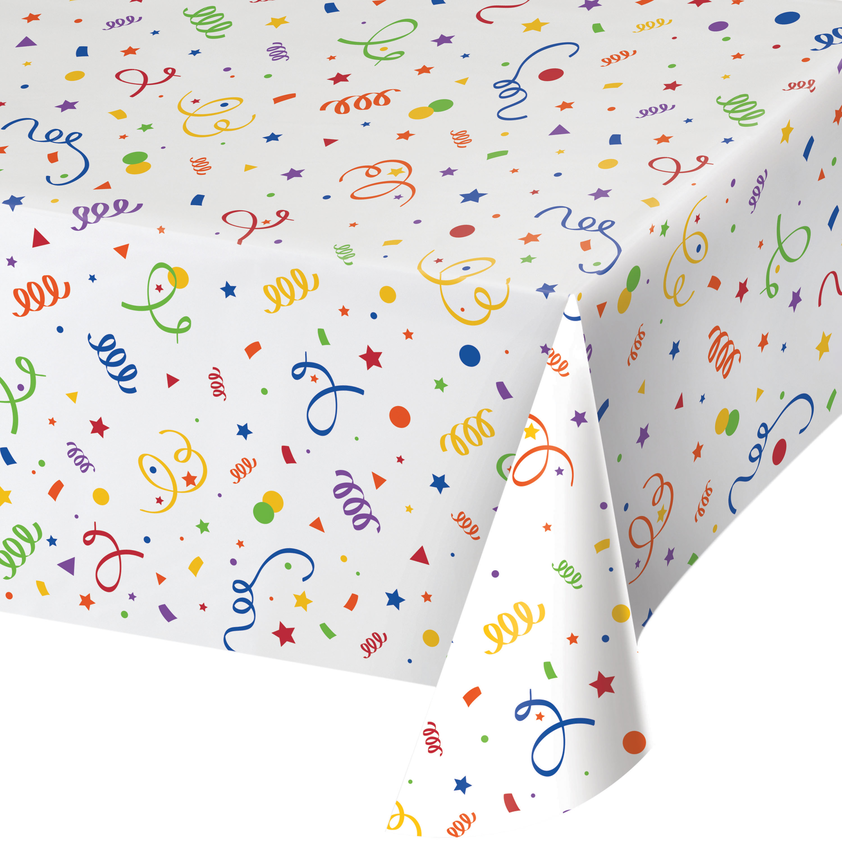Creative Converting 54 X 108 Confetti Rectangular Disposable Plastic Table Cover - 6 Per Case