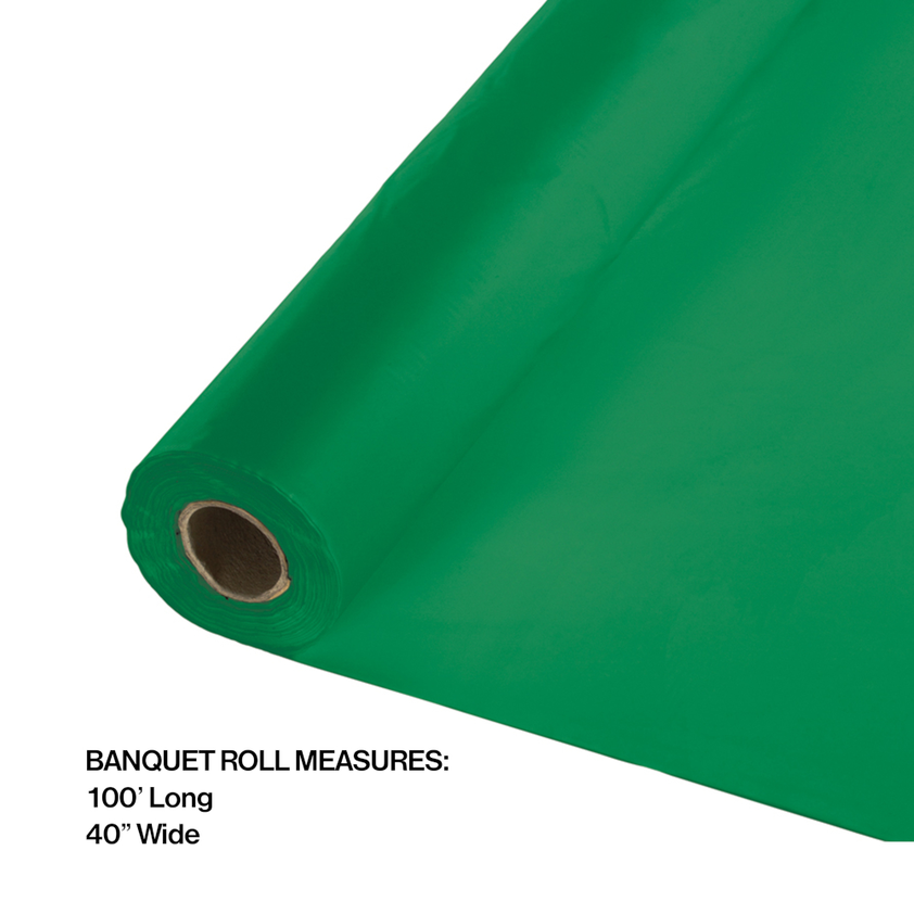 Creative Converting Emerald Green Plastic Banquet Roll 40"X100"