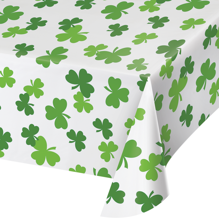 Creative Converting 54 X 108 Shamrock  Rectangular Disposable Plastic Table Cover - 12/Case