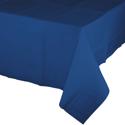Creative Converting 54 X 108 Navy Blue Rectangular Paper Tablecloth With Poly Liner - 6 Per Case