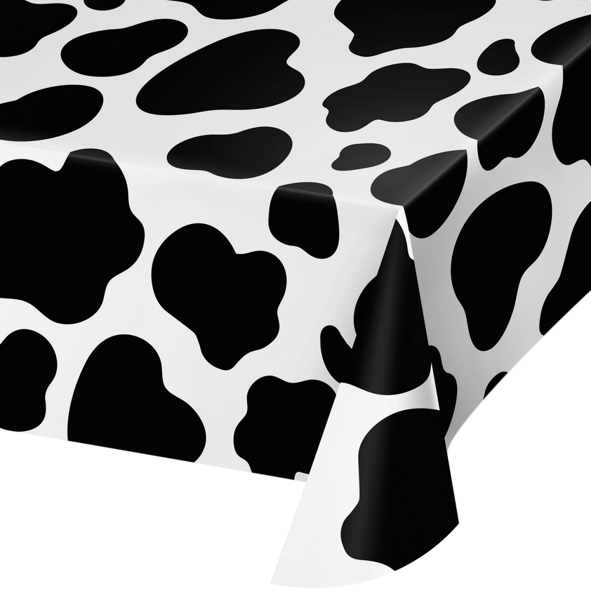 Creative Converting 54 X 108 Cow Print Rectangular Disposable Plastic Table Cover - 12/Case
