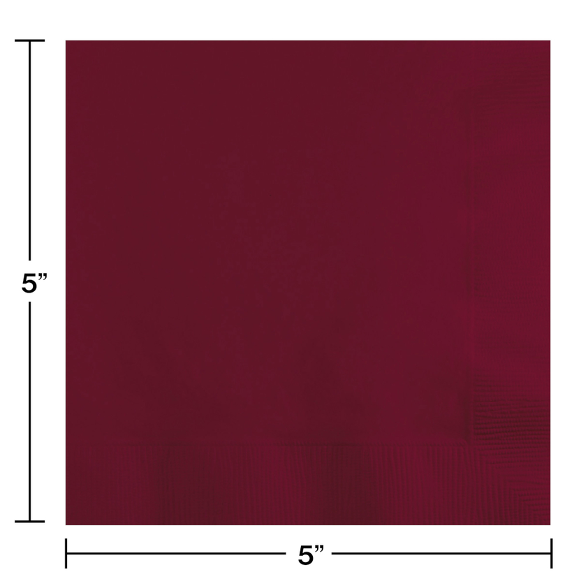 Burgundy Beverage Napkin 2PLY (1200 Per Case)