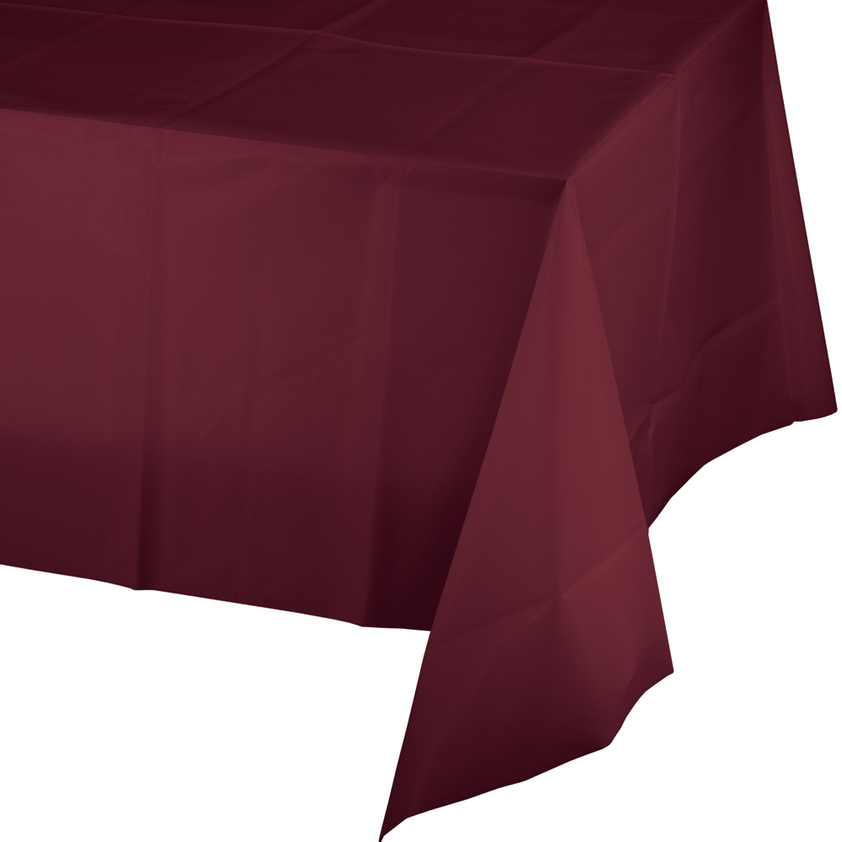 Creative Converting 54 X 108 Burgandy Rectangular Disposable Plastic Table Cover - 12/Case