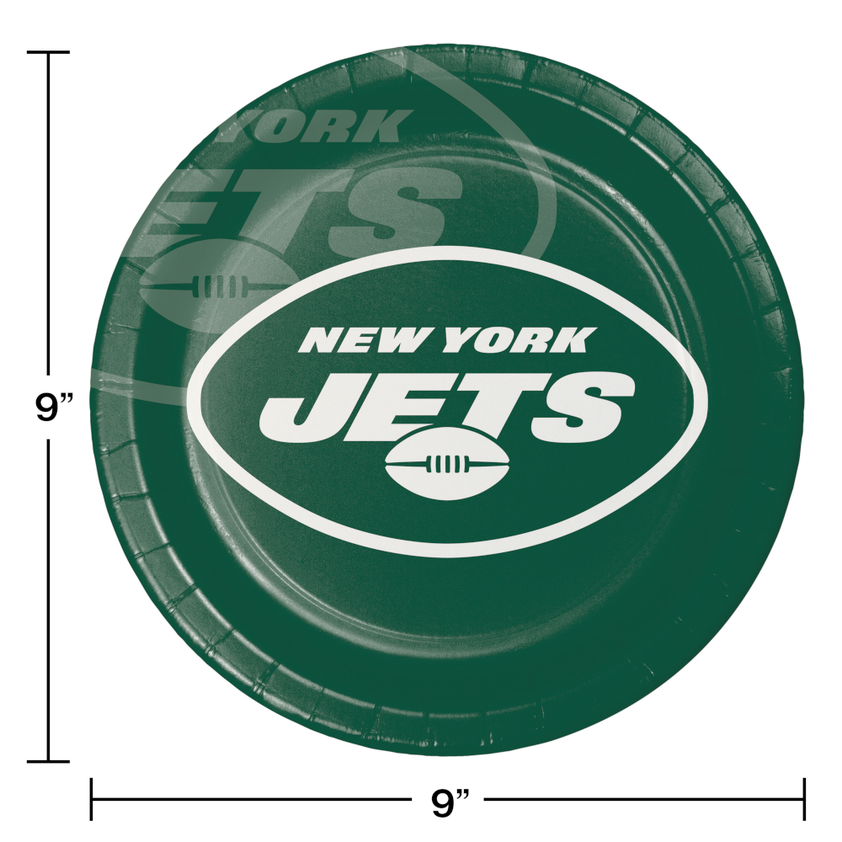 NEW YORK JETS 9" Paper Dinner Plate (96 Plates Per Case)