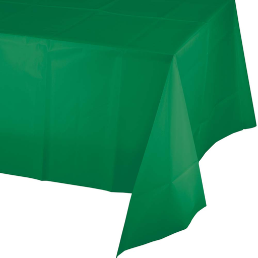 Creative Converting 54 X 108 Emerald Green Rectangular Disposable Plastic Table Cover - 12/Case