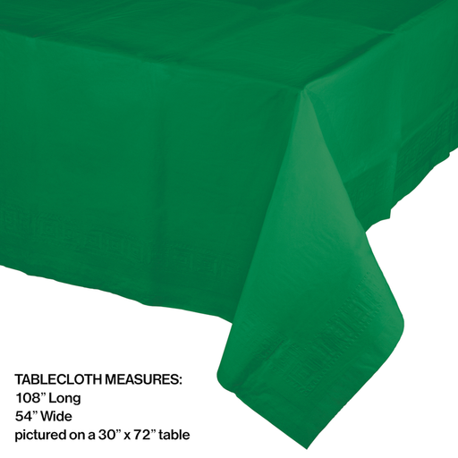 Creative Converting 54 X 108 Emerald Green Rectangular Disposable Paper (Tissue/Poly)Table Cover - 6/Case