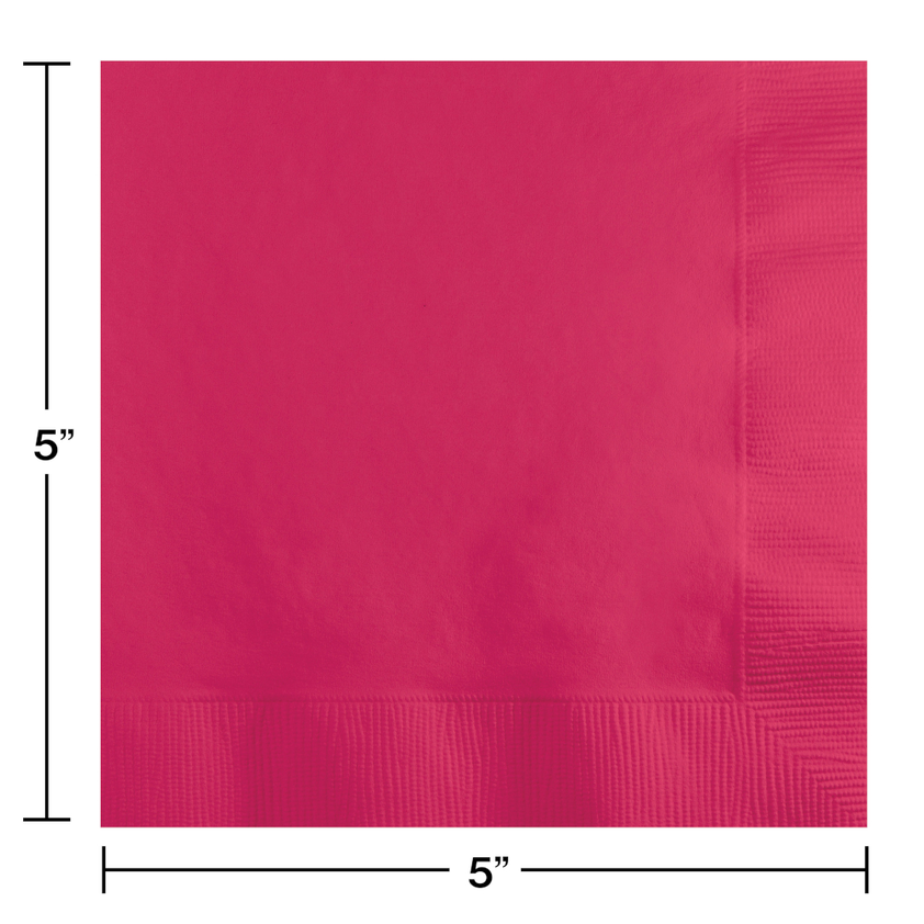 Hot Magenta Beverage Napkin 2PLY (600 Per Case)