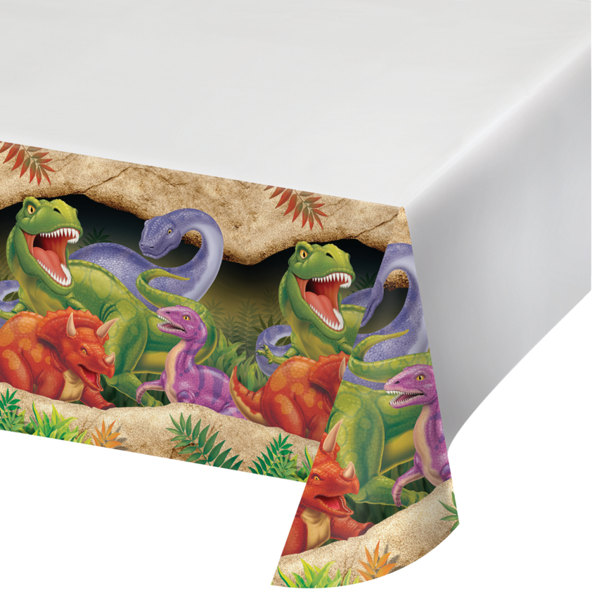Creative Converting 54 X 108 Dino Blast Rectangular Disposable Plastic Table Cover - 6 Per Case