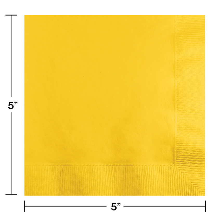 School Bus Yellow Beverage Napkins 2PLY (1200 Per Case)