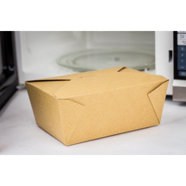 Bio Pack #4- 110 fl oz Fold-To-Go Box- Kraft - 160 Containers Per Case