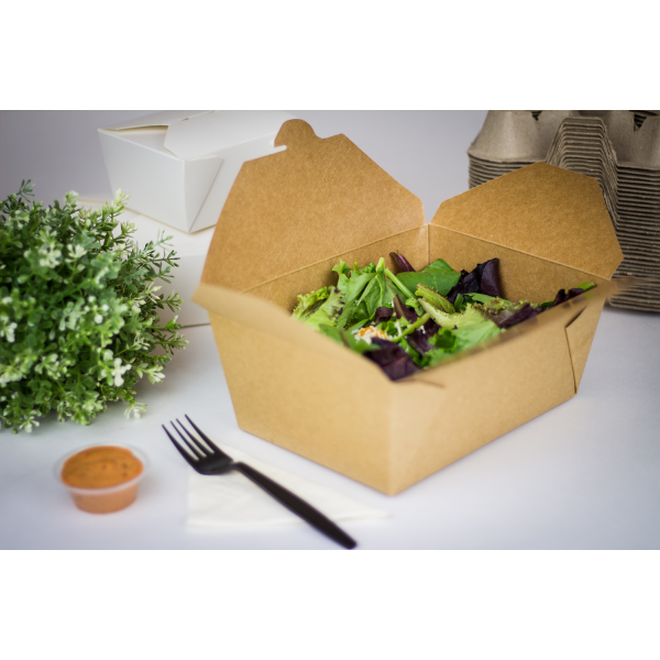 Bio Pack #4- 110 fl oz Fold-To-Go Box- Kraft - 160 Containers Per Case