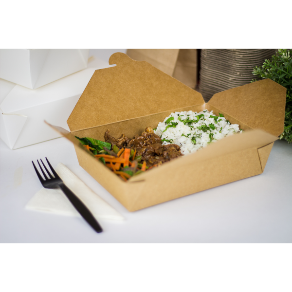 Bio Pack #2- 54 fl oz Fold-To-Go Box- Kraft - 200 Containers Per Case