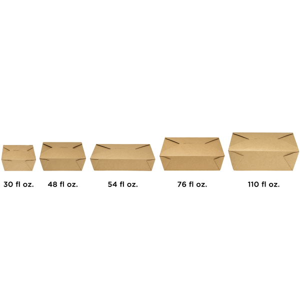 Bio Pack #1- 30 fl oz Fold-To-Go Box- Kraft - 450 Containers Per Case