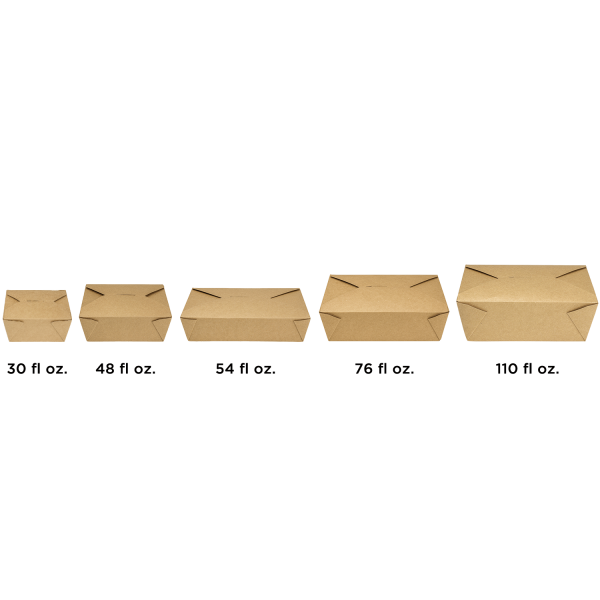 Bio Pack #4- 110 fl oz Fold-To-Go Box- Kraft - 160 Containers Per Case