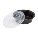 Karat 32 oz PP Plastic Microwavable Round Food Containers & Lids, Black - 150 sets