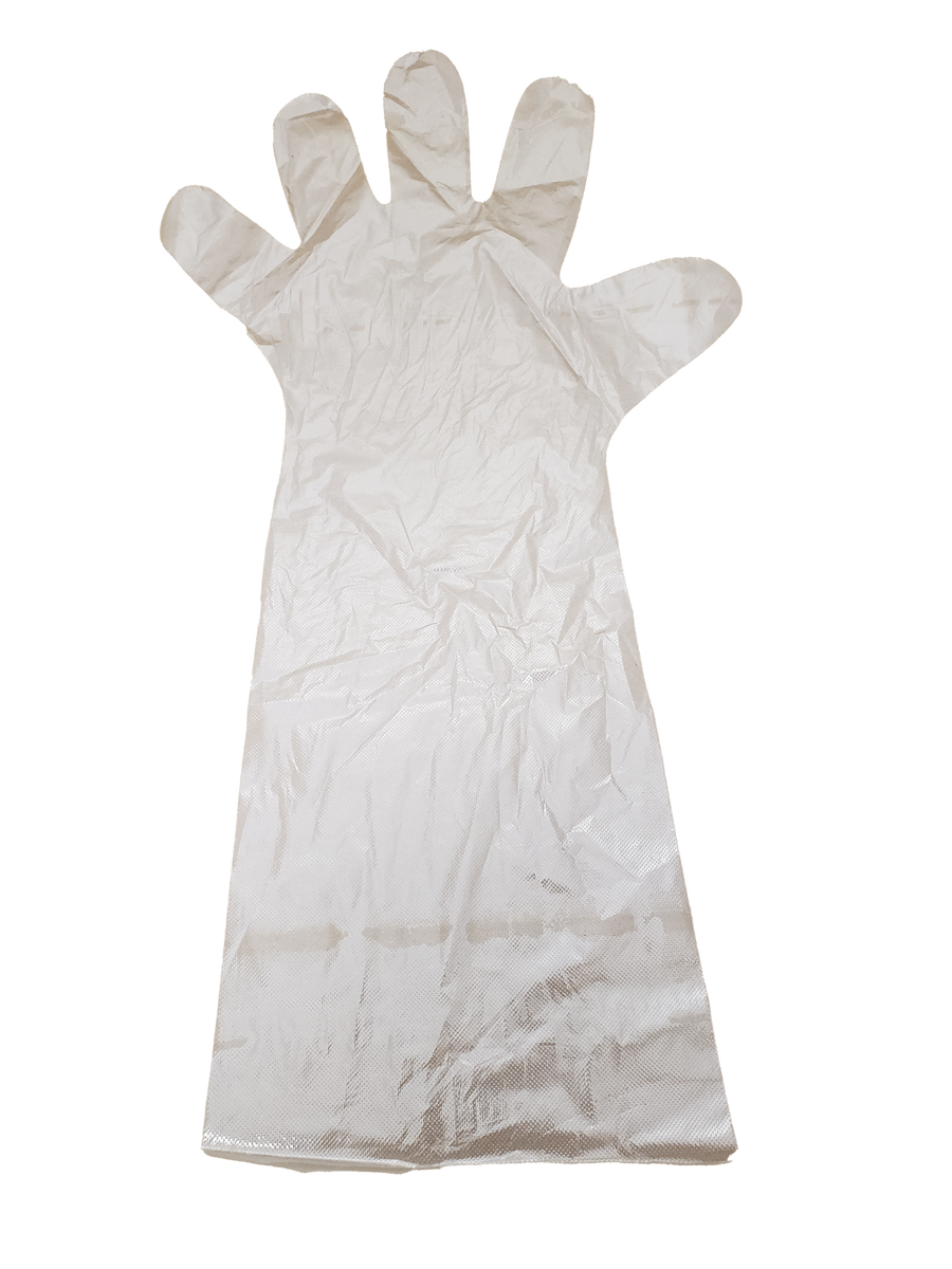 Clear Poly Gloves Elbow Length One Size DEG500