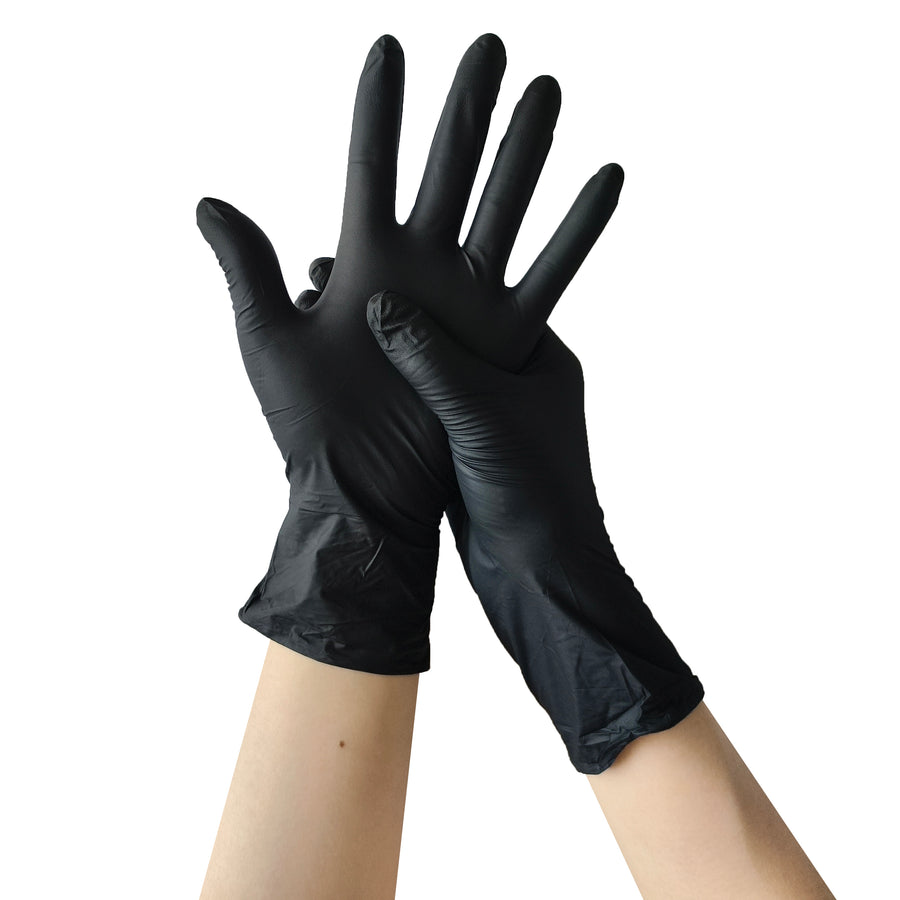 Black Nitrile Gloves NBLK100L