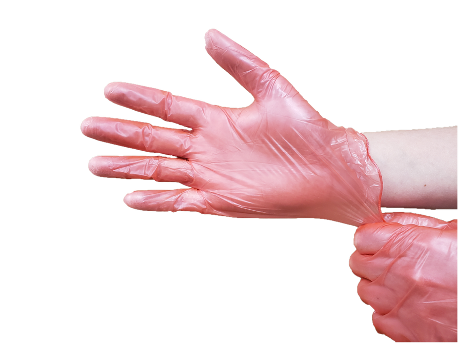 Red Vinyl Gloves Powdered VEL100R