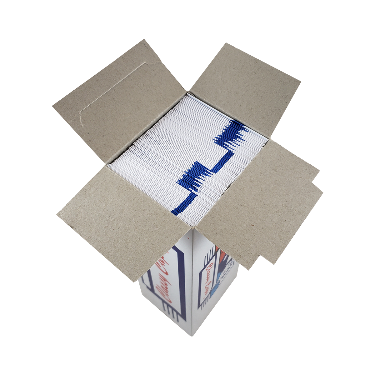White Overseas Cap - Blue Stripe, Disposable Foodservice Cap (Case of 100) - 100-B