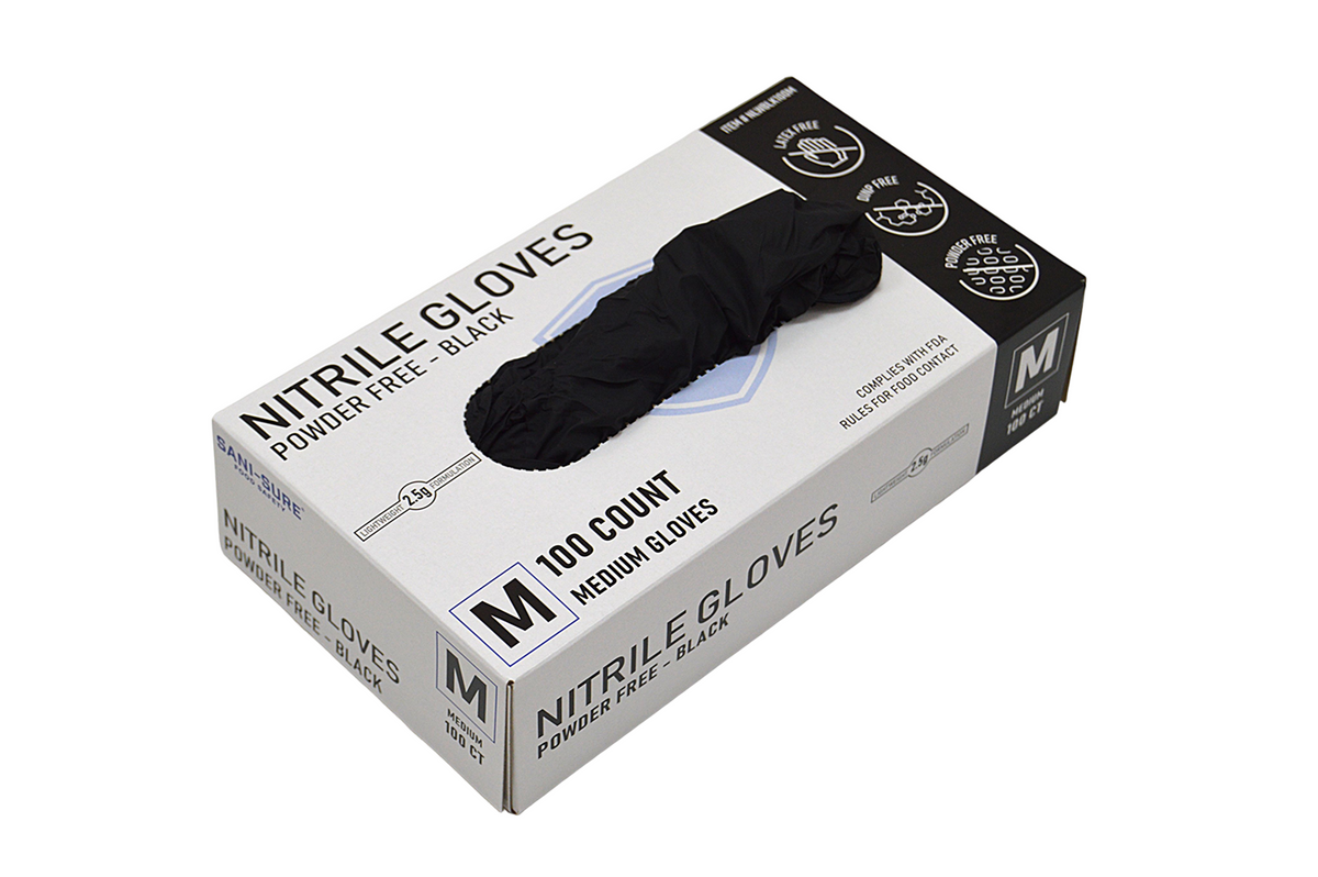 Lightweight Black Nitrile Gloves Medium NLWBLK100M