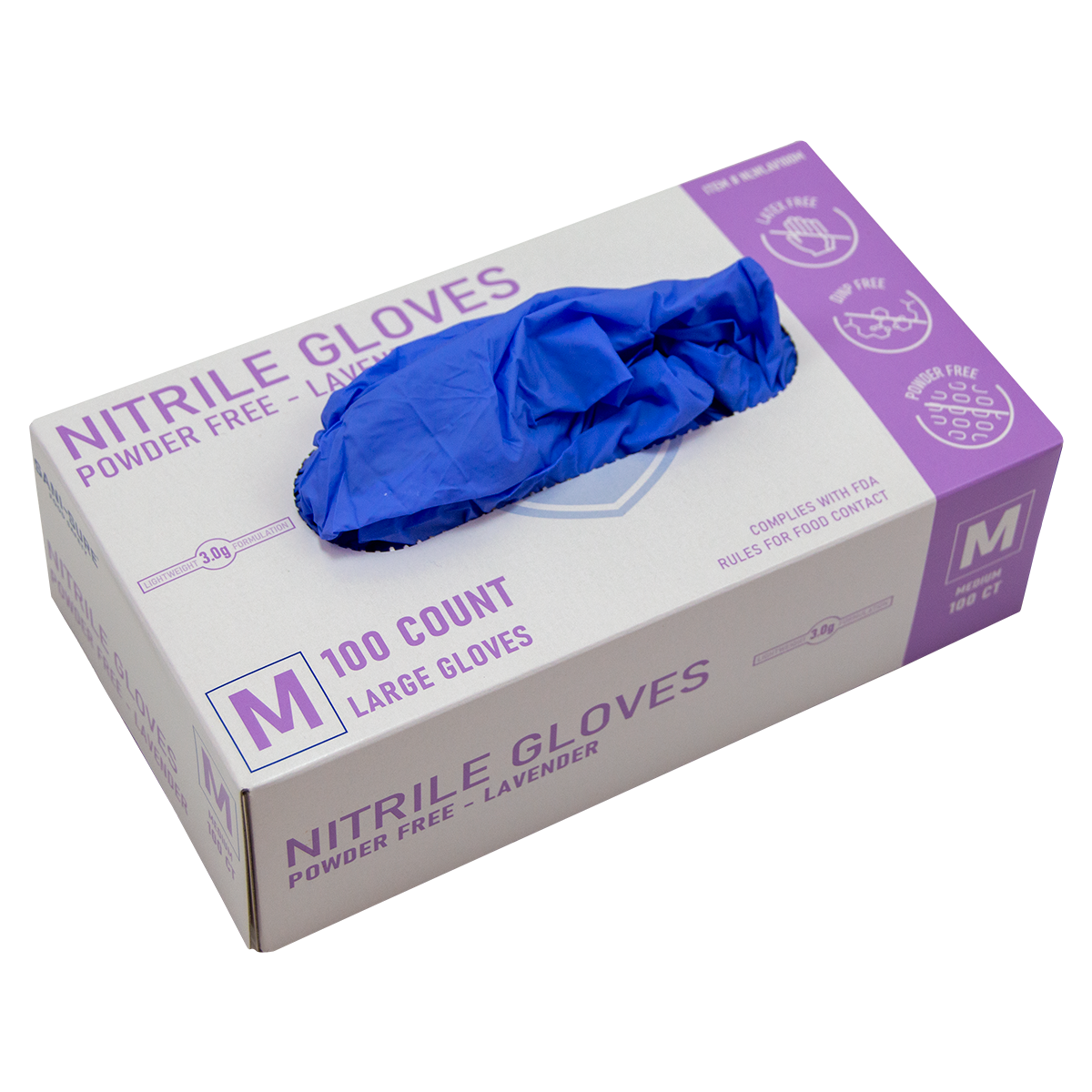 Lightweight Lavender Nitrile Gloves Medium NLWLAV100M