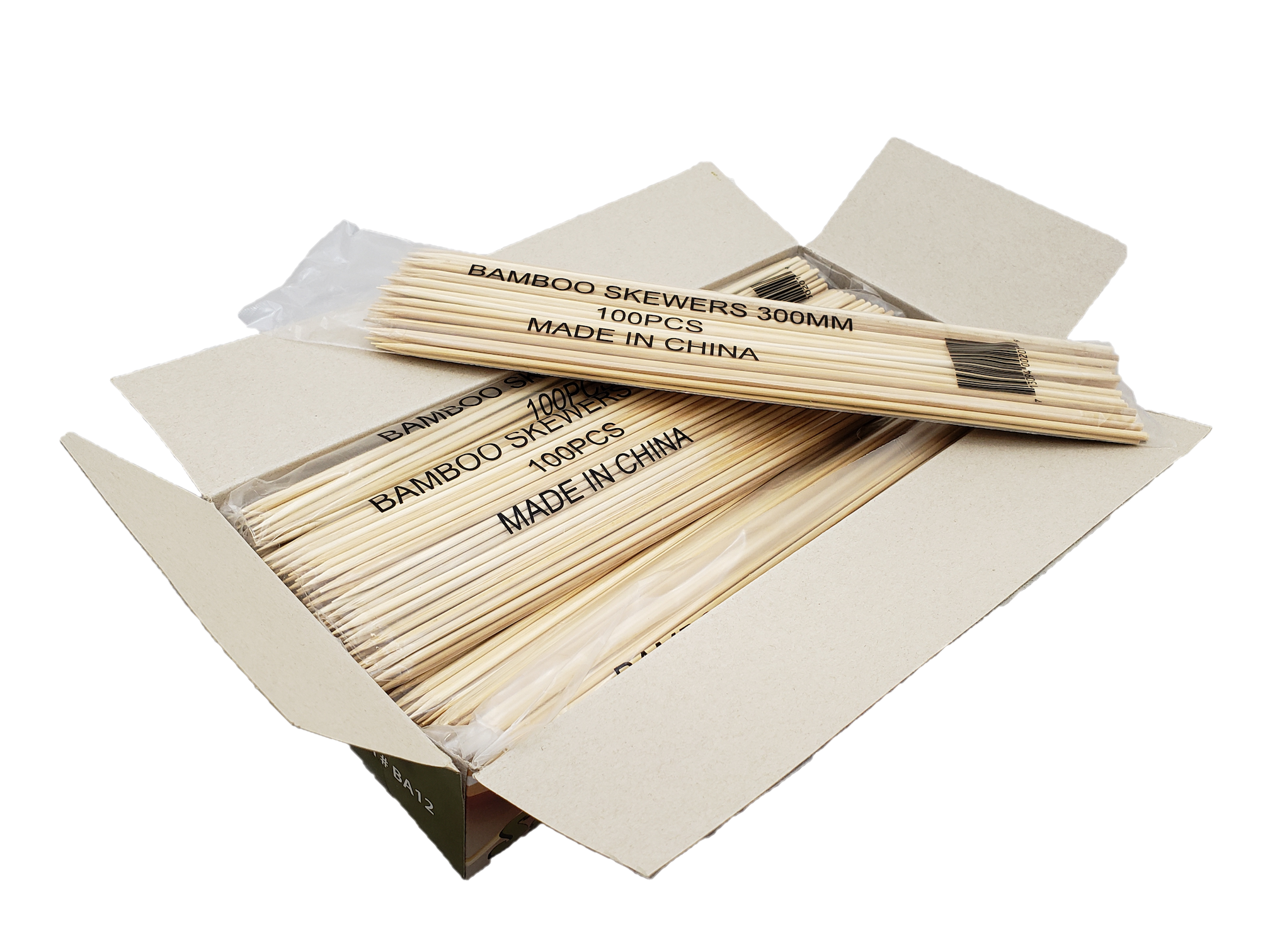 12" Bamboo Skewers - Disposable Grilling & Serving Skewers (Case of 12 x 8 x 100) - BA12