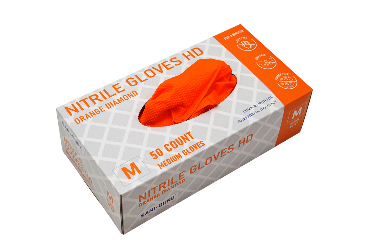Orange Diamond Nitrile Gloves Medium NORD50M