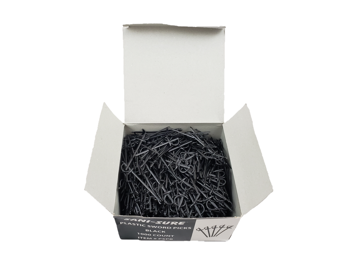 3.5" Black Plastic Sword Picks PSPB