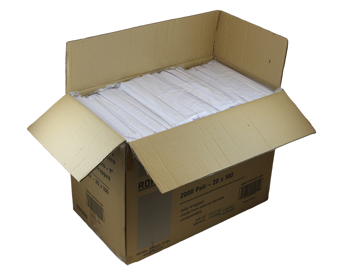 Bamboo Chopsticks, White Paper Wrapped CSB9W