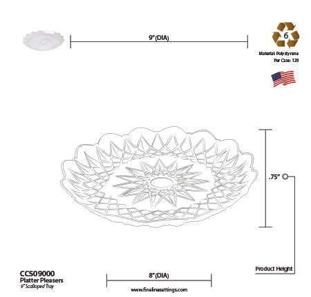 9" SCALLOPED TRAY (120 Trays Per Case)