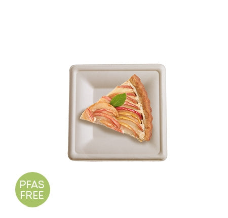 6" PFAS FREE SQUARE PLATE (Bagasse Plates)-500/CS