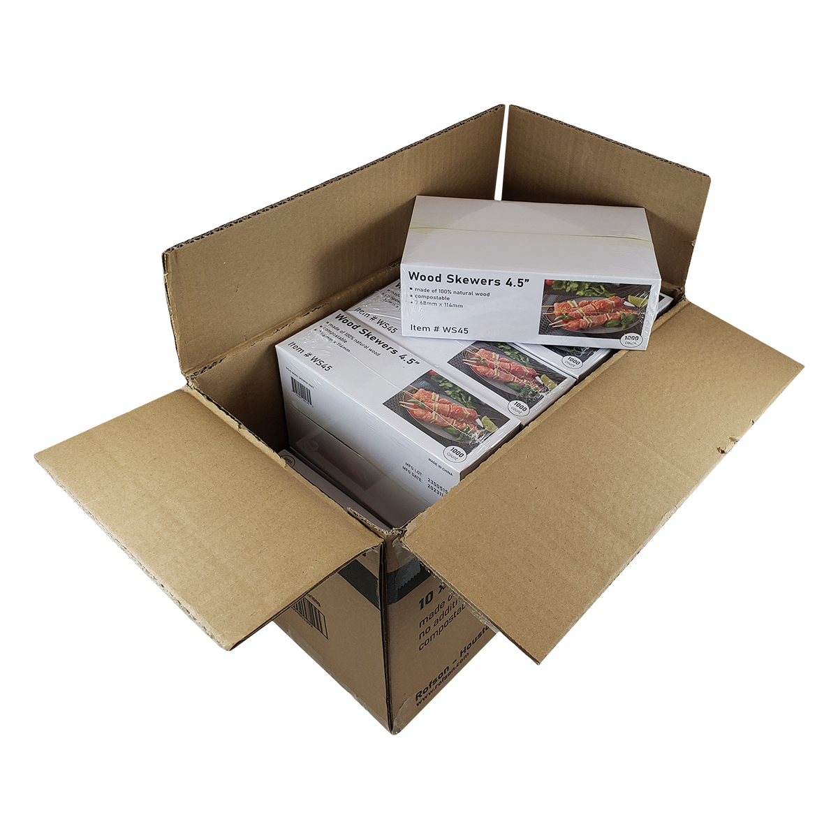 4.5" Wood Skewers - Disposable Grilling & Serving Skewers (Case of 10 x 1,000) - WS45