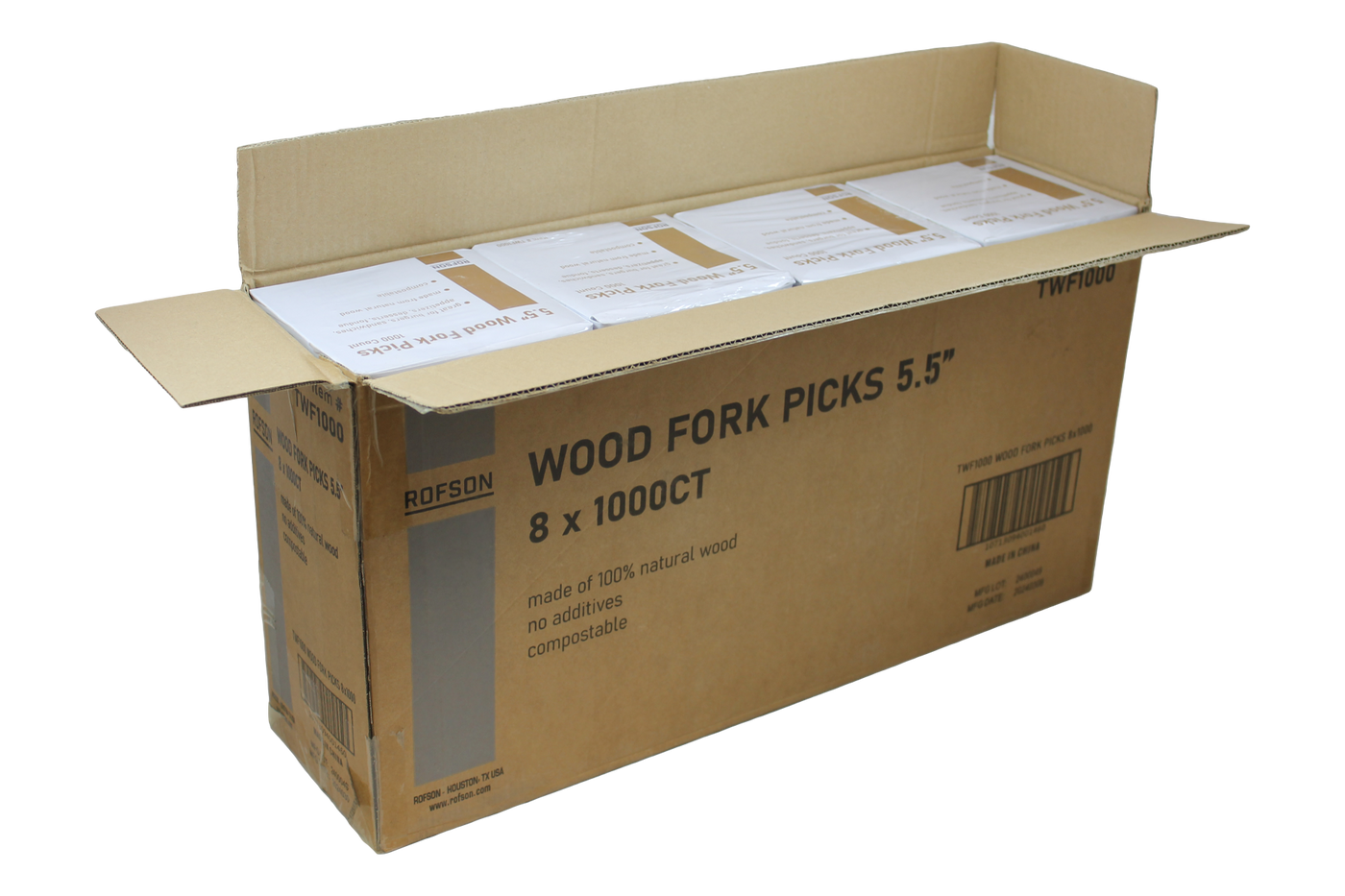 5.5" Wood Fork Picks - Disposable Sandwich & Appetizer Picks (Case of 8 x 1,000) - TWF1000
