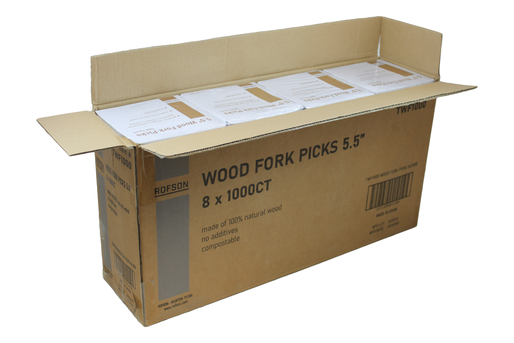 5.5" Wood Fork Picks - Disposable Sandwich & Appetizer Picks (Case of 8 x 1,000) - TWF1000