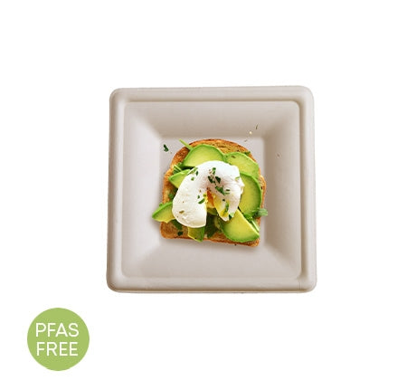 8" PFAS FREE SQUARE PLATE (Bagasse Plates)-500/CS